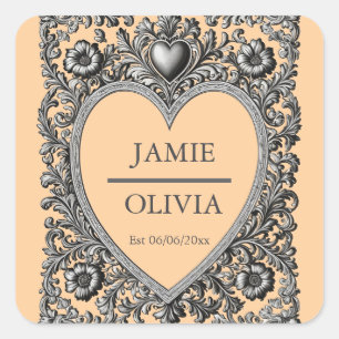 Sticker Carré Cadre Victorien Personnalisé - mariage
