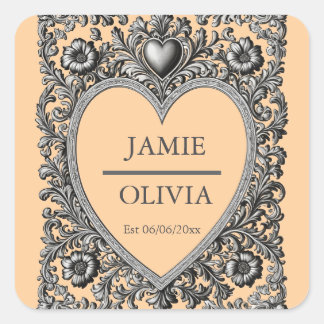 Sticker Carré Cadre Victorien Personnalisé - mariage