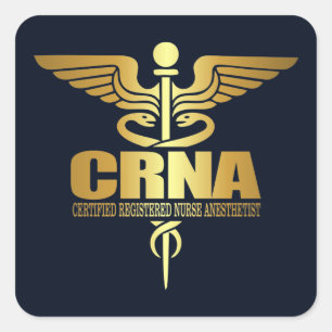 Sticker Carré Caducée d'or (CRNA)