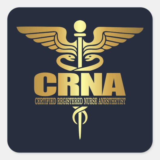 Sticker Carré Caducée d'or (CRNA) (Devant)