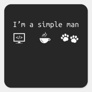 Sticker Carré Café, Amoureux des chiens & Programmer Cadeau