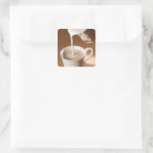 Sticker Carré Café avec lait versé (Sac)