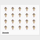 Sticker Carré Café avec Lunettes de soleil (Feuille)