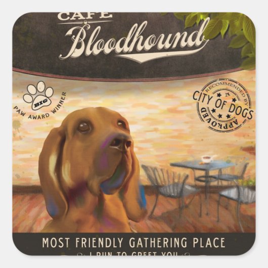 Sticker Carré Café Bloodhound (Devant)