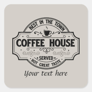Sticker Carré Café cool personnalisable