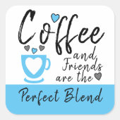 Sticker Carré Café et amis parfait mélange bleu (Devant)