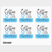 Sticker Carré Café et amis parfait mélange bleu (Feuille)