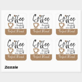 Sticker Carré Café et amis parfait mélange brun (Feuille)