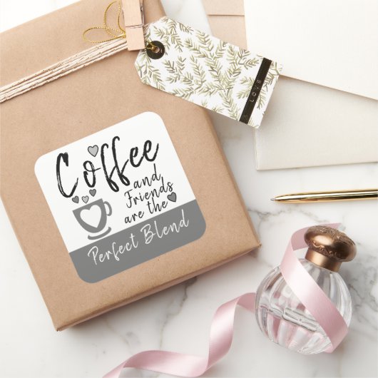 Sticker Carré Café et amis parfait mélange gris (Cadeaux)