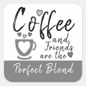 Sticker Carré Café et amis parfait mélange gris (Devant)