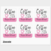 Sticker Carré Café et amis parfait mélange rose (Feuille)