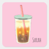 Sticker Carré Café Glacé Caramel À La Mousse De Crème (Devant)