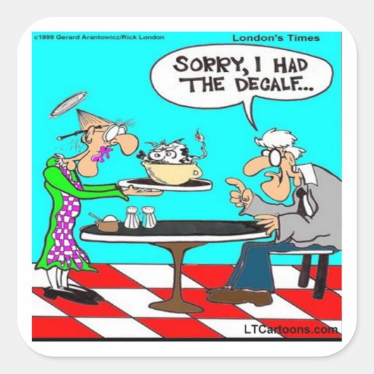 Sticker Carré Café inapproprié Drôle Drôle Vache Dons et Tee - s (Devant)