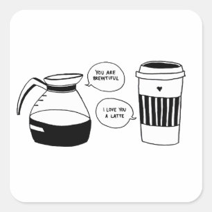 Sticker Carré Café Latte Valentine's Love