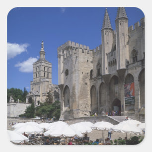 Sticker Carré Café, Le Palais des Papes, Avignon, Vaucluse,