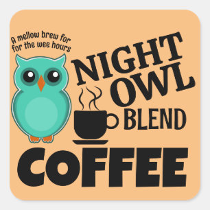 STICKER CARRÉ CAFÉ MÉLANGE HIBOU NOCTURNE