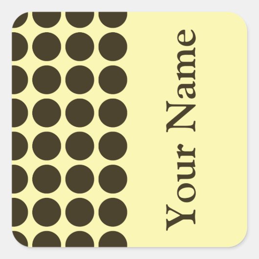 Sticker Carré Café Mocha Crème points neutres avec nom texte (Devant)