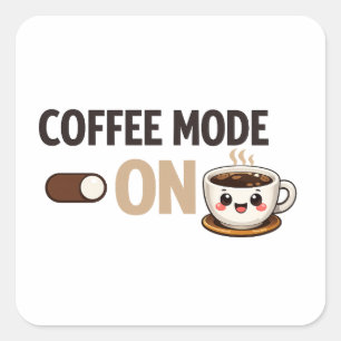Sticker Carré Café Mode Activé Typographie Minimale