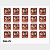 Sticker Carré Café sur une couverture joyeux Noël (Feuille)