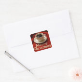 Sticker Carré Café sur une couverture joyeux Noël (Enveloppe)