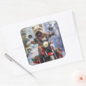Sticker Carré Cairn Terrier Chien équitation Moto Noël (Enveloppe)