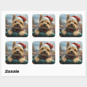 Sticker Carré Cairn Terrier Dog Roller Dessous de verre Noël (Feuille)