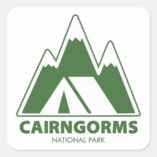 Sticker Carré Cairngorms National Park Mountains Camping (Devant)