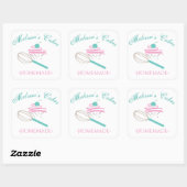Sticker Carré Cake Logo Whisk Boulangerie Maison Chalkboard (Feuille)