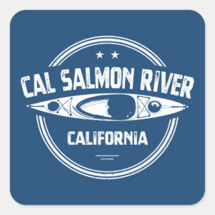 Sticker Carré Cal Saumon River Californie Kayak