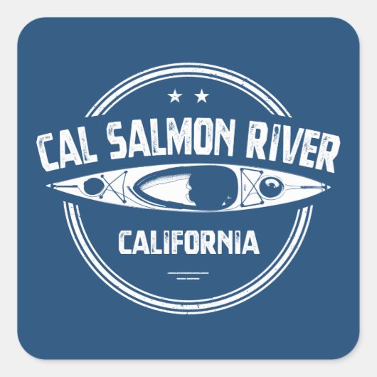 Sticker Carré Cal Saumon River Californie Kayak (Devant)