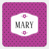 Sticker Carré Calcomanía lunares, rótulo nombre (Devant)