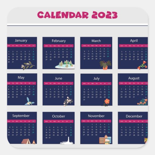 Sticker Carré Calendrier 2023 (Devant)