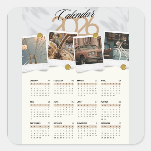 Sticker Carré Calendrier 2026 (Devant)