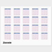 Sticker Carré Calendrier annuel 2020 sur rose pâle (Feuille)