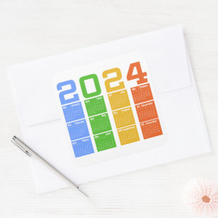 Sticker Carré Calendrier coloré 2024