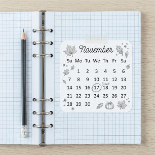 Sticker Carré Calendrier flexible de novembre 2027