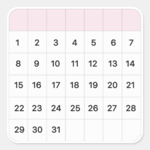 Sticker Carré Calendrier mensuel de la fleur