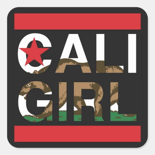 Sticker Carré Cali Girl Rep Rouge (Devant)