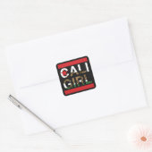 Sticker Carré Cali Girl Rep Rouge (Enveloppe)