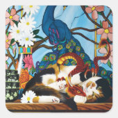 Sticker Carré Calico Cat Dragon Rouge (Devant)