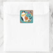 Sticker Carré Calico chat & jouet (Sac)