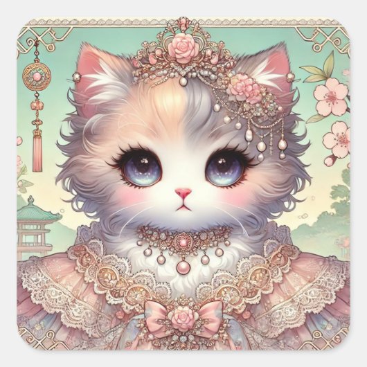 Sticker Carré Calico Princess Cat (Devant)