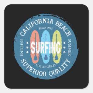 Sticker Carré California Beach Surf Los Angeles