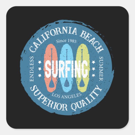 Sticker Carré California Beach Surf Los Angeles (Devant)