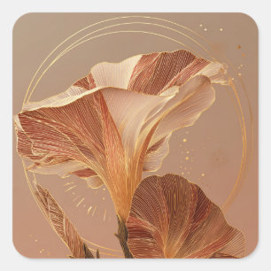 Sticker Carré Calla Lily Botanique Orange Brûlé