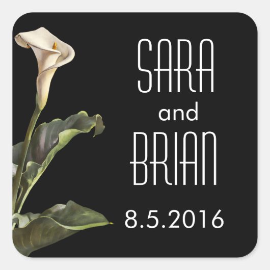 Sticker Carré Calla Lily Mariage Floral moderne (Devant)