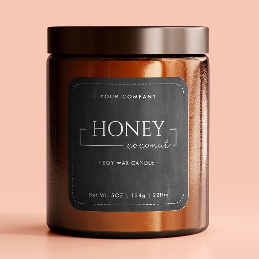 Sticker Carré Calligraphie à bougie de soja maison Chalboard noi