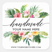 Sticker Carré Calligraphie artisanale Flore tropicale (Devant)