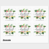 Sticker Carré Calligraphie artisanale Flore tropicale (Feuille)