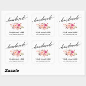 Sticker Carré Calligraphie artisanale Pink Floral Petit (Feuille)